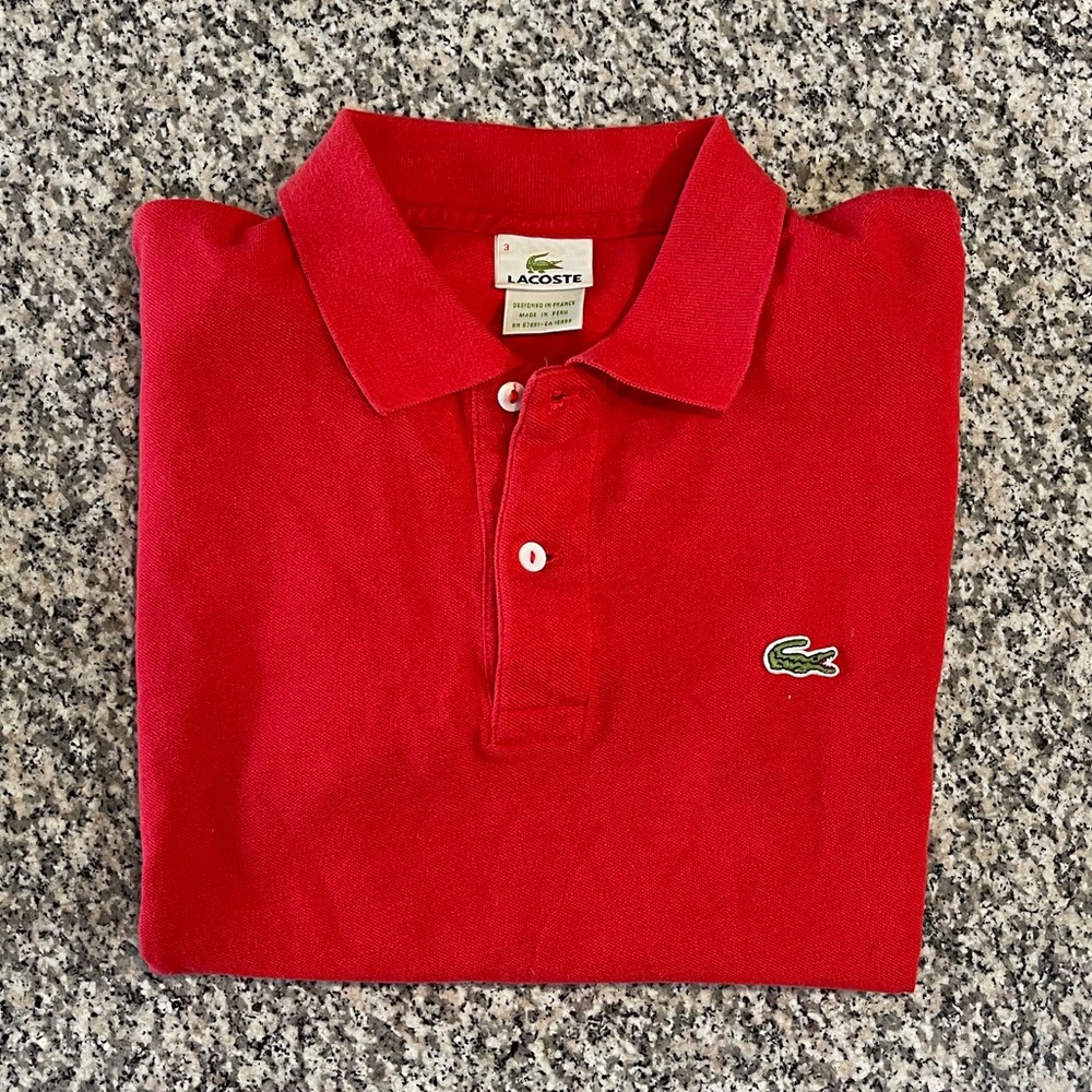 Lacoste Polo Red Men’s Size 3 (XS)